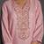 Pink embroidered v neck top with trousers co-ords
