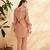 Peach pink embroidered tunic with trouser co-ords