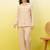 beige self-designed collar shirt with trousers co-ords