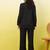 black self-designed collar shirt with trousers co-ords