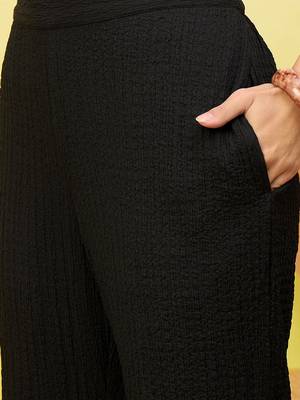 black self-designed collar shirt with trousers co-ords 4