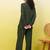 green self-designed collar shirt with trousers co-ords