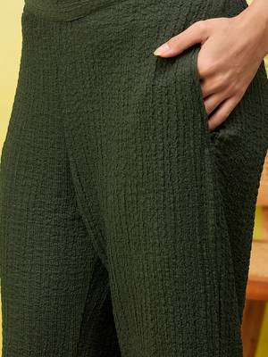 green self-designed collar shirt with trousers co-ords 4