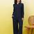 Blue self-designed collar shirt with trousers co-ords
