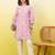 Pink women ethnic motifs embroidered thread work kurta
