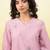 Pink women ethnic motifs embroidered thread work kurta