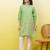 Green women ethnic motifs embroidered thread work kurta