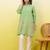 Green women ethnic motifs embroidered thread work kurta