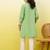 Green women ethnic motifs embroidered thread work kurta