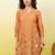 Orange women ethnic motifs embroidered thread work kurta