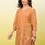 Orange women ethnic motifs embroidered thread work kurta