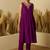 Purple women floral embroidered a-line kurta with trousers