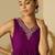 Purple women floral embroidered a-line kurta with trousers