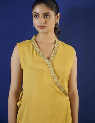 Yellow women fit and flare midi/calf length dress 3