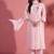 Floral yoke design v-neck a-line pure cotton kurta with trousers & dupatta