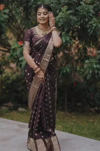 maroon silk blend banarasi jacuard work festive saree with unstitched blouse piece