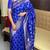 royal blue silk blend banarasi jacuard work festive saree with unstitched blouse piece