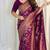 wine  silk blend banarasi jacuard work festive saree with unstitched blouse piece