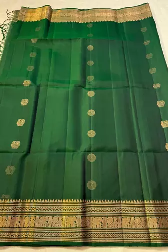 green  silk blend banarasi jacuard work festive saree with unstitched blouse piece
