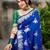 royal blue silk blend banarasi jacuard work festive saree with unstitched blouse piece