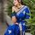 royal blue silk blend banarasi jacuard work festive saree with unstitched blouse piece