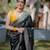 black silk blend banarasi jacuard work festive saree with unstitched blouse piece