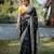 black silk blend banarasi jacuard work festive saree with unstitched blouse piece