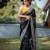 black silk blend banarasi jacuard work festive saree with unstitched blouse piece