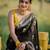 black silk blend banarasi jacuard work festive saree with unstitched blouse piece