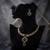 Bold midnight black color american diamond with turkish stone necklace set for parties