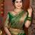 green  silk blend banarasi jacuard work festive saree with unstitched blouse piece
