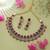 Traditional vibrant red color american diamond navratna necklace set for festive rituals