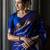 royal blue silk blend banarasi jacuard work festive saree with unstitched blouse piece