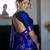 royal blue silk blend banarasi jacuard work festive saree with unstitched blouse piece