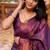 purple silk blend banarasi jacuard work festive saree with unstitched blouse piece