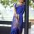 royal blue silk blend banarasi jacuard work festive saree with unstitched blouse piece