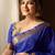 royal blue silk blend banarasi jacuard work festive saree with unstitched blouse piece