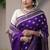 purple silk blend banarasi jacuard work festive saree with unstitched blouse piece