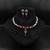 Striking blood red color american diamond necklace set for grand bridal attire
