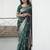 green  silk blend banarasi jacuard work festive saree with unstitched blouse piece