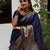 navy blue silk blend banarasi jacuard work festive saree with unstitched blouse piece