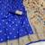 royal blue silk blend banarasi jacuard work festive saree with unstitched blouse piece