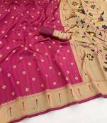 pink silk blend banarasi jacuard work festive saree with unstitched blouse piece