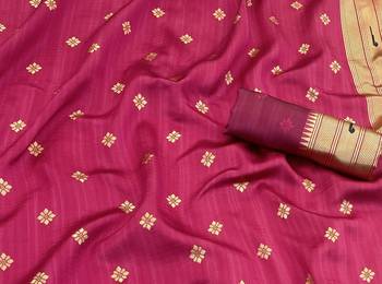pink silk blend banarasi jacuard work festive saree with unstitched blouse piece 2