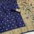 blue silk blend banarasi jacuard work festive saree with unstitched blouse piece