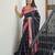 navy blue pink silk blend banarasi jacuard work festive saree with unstitched blouse piece