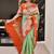 pista orange silk blend banarasi jacuard work festive saree with unstitched blouse piece