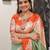 pista orange silk blend banarasi jacuard work festive saree with unstitched blouse piece