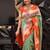 pista orange silk blend banarasi jacuard work festive saree with unstitched blouse piece