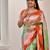 pista orange silk blend banarasi jacuard work festive saree with unstitched blouse piece